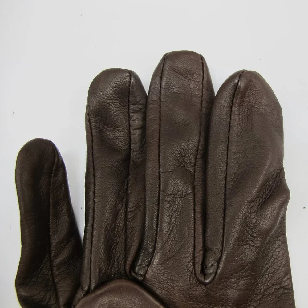 Talbots brown leather ladies gloves, silk lined, 7.5